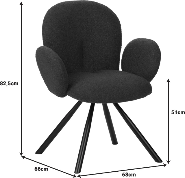 Karrige Garzele Inart, material teddy, këmbë metalike, 68x66x82.5cm