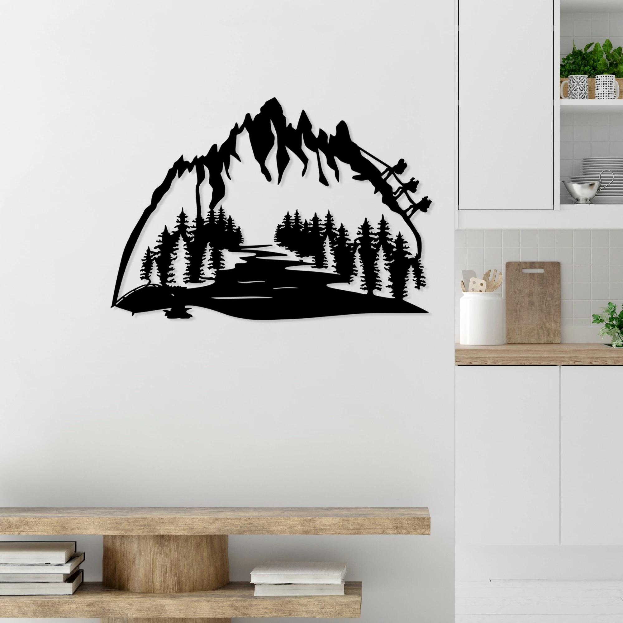 Aksesor dekorativ metalik për mur, Wallity Parkway, ngjyrë e zezë, 48x70cm