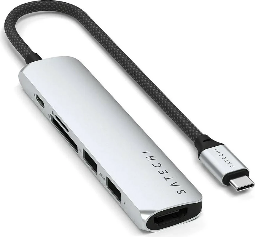 Hub USB-C Satechi Slim Multi-Port 6-në-1 ST-P6SS, argjendtë