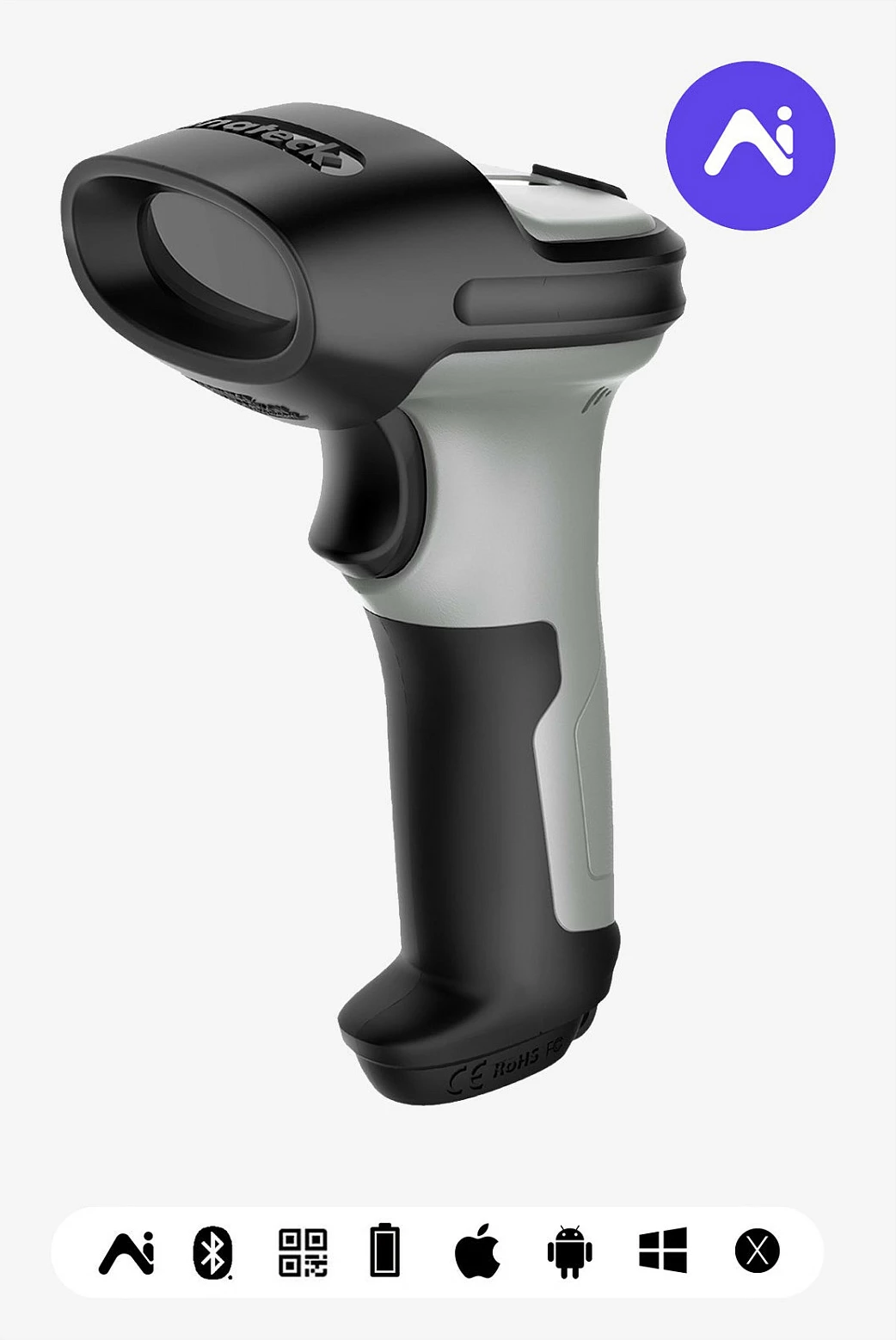 Skaner barkodi Inateck BCST-72, 2D, Bluetooth/USB, wireless, 40 cm, zi/gri