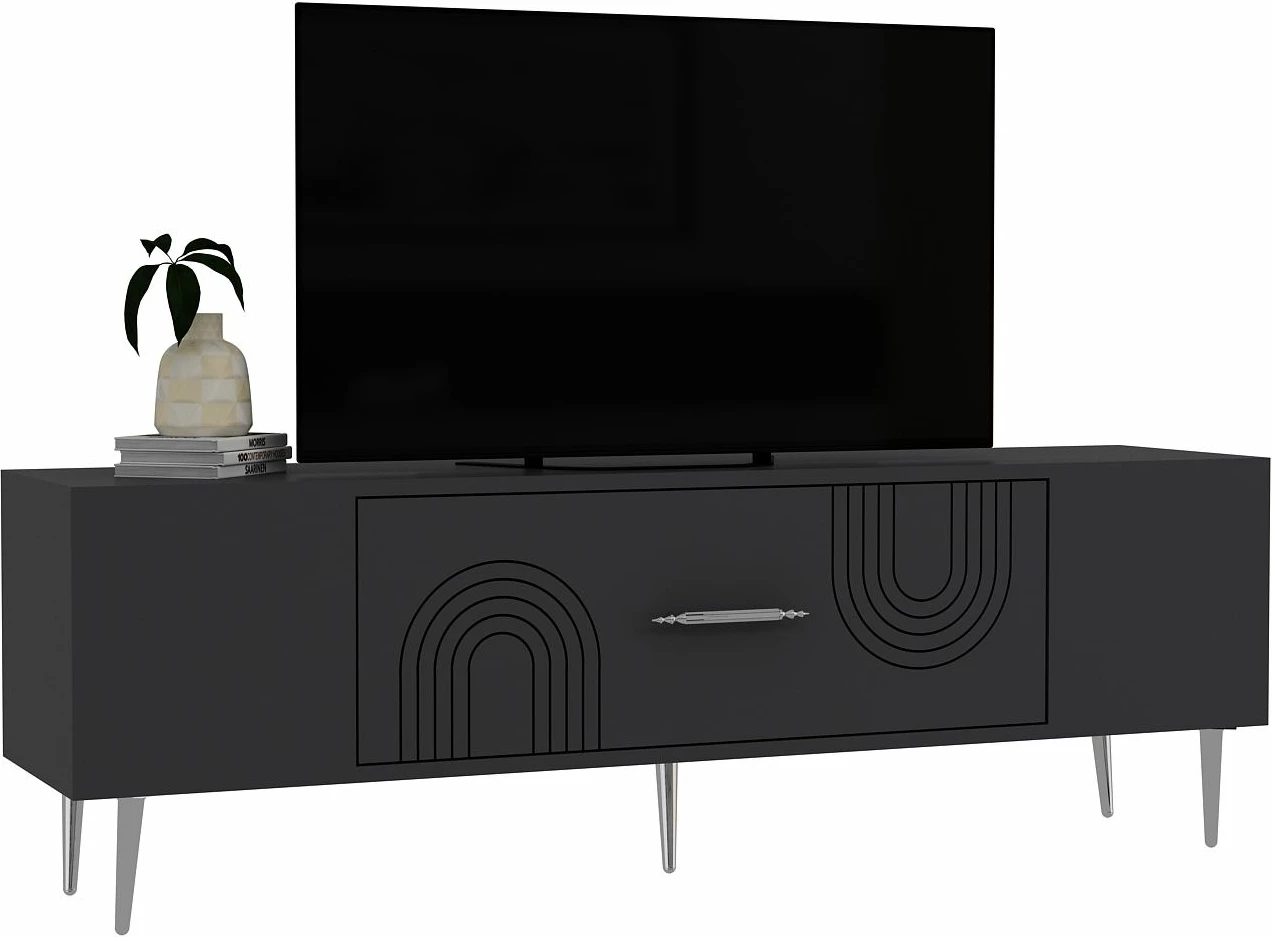 Komodë për TV, Skye Decor, Dekol2, antracit, argjend