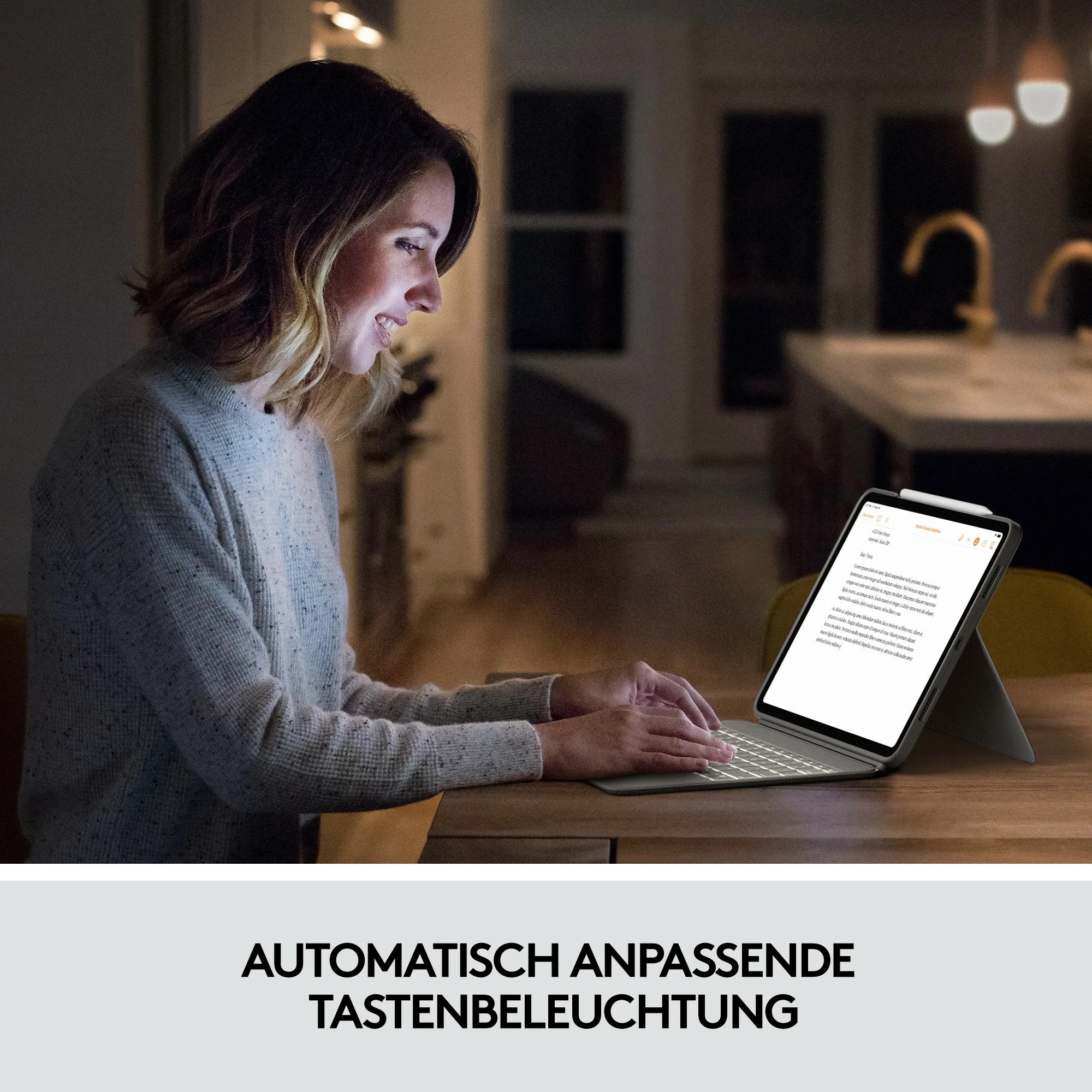 Tastierë me trackpad Logitech Combo Touch, QWERTY UK International, për iPad Pro 12.9, sand
