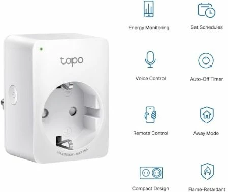 Prizë smart Wi‑Fi TP-LINK Tapo P110, monitorim energjie, 16A, e bardhë, 4-pack