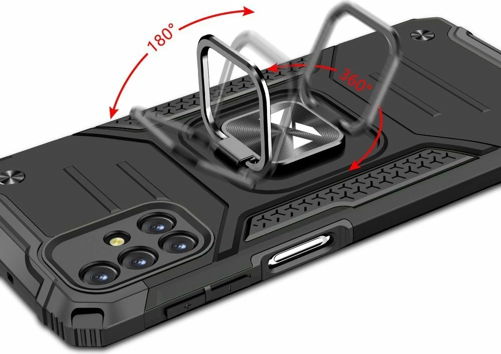 Mbështjellës Wozinsky Ring Armor me këmbë dhe dorezë, për Samsung Galaxy M31s, Argjendtë