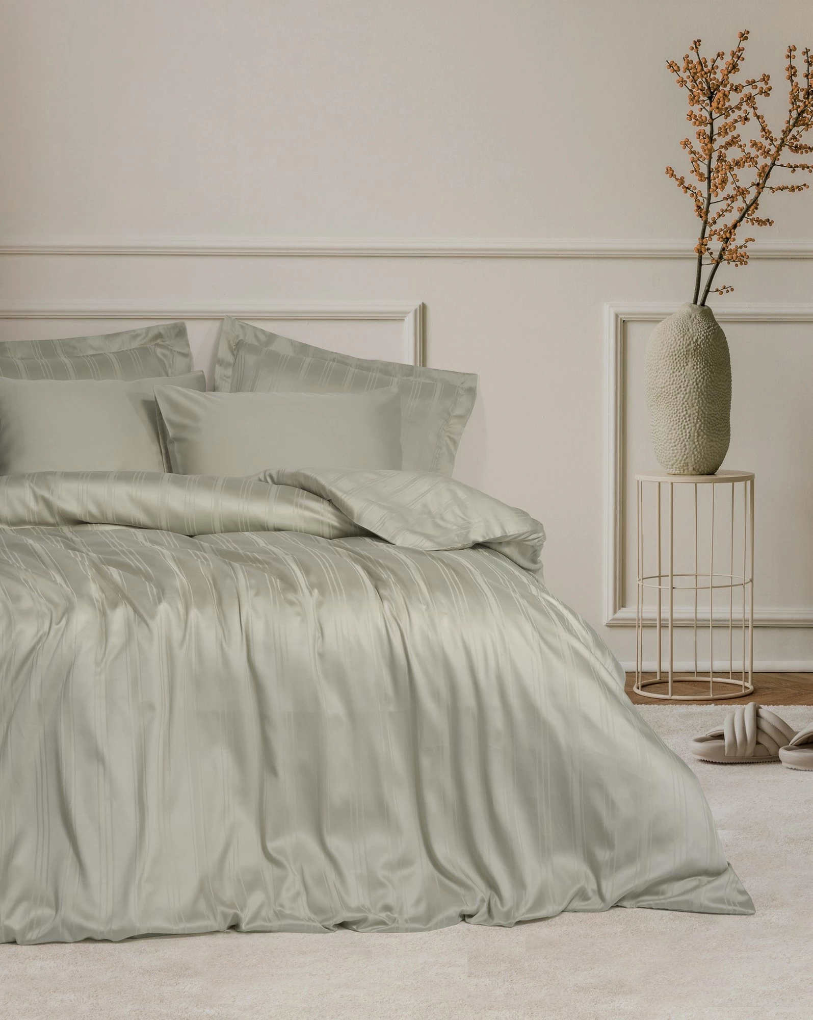 Set mbulesë për jorgan dopio Bamboo, Bamboo Stripe, bezhë