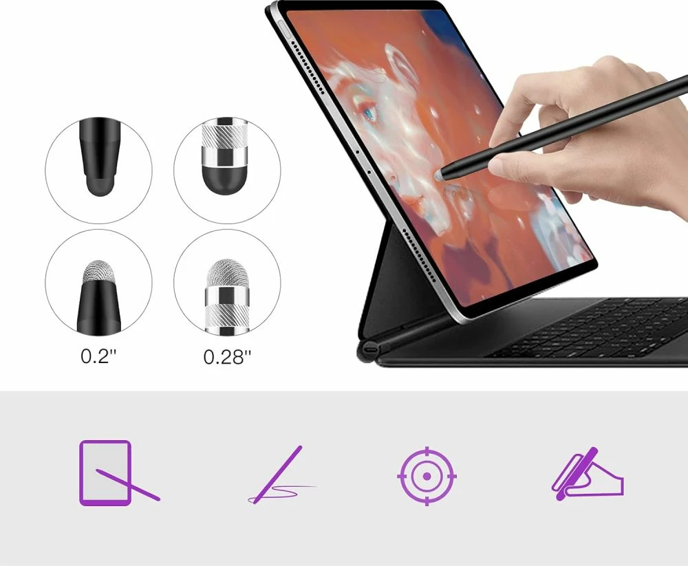 Stilolaps për prekje Tech-Protect USP100, i zi, me 4 maja