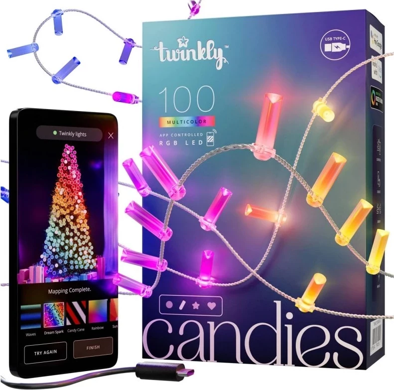 Drita LED për pemë Twinkly Candies TWKC100RGB-T, 6 M, Shumëngjyrëshe