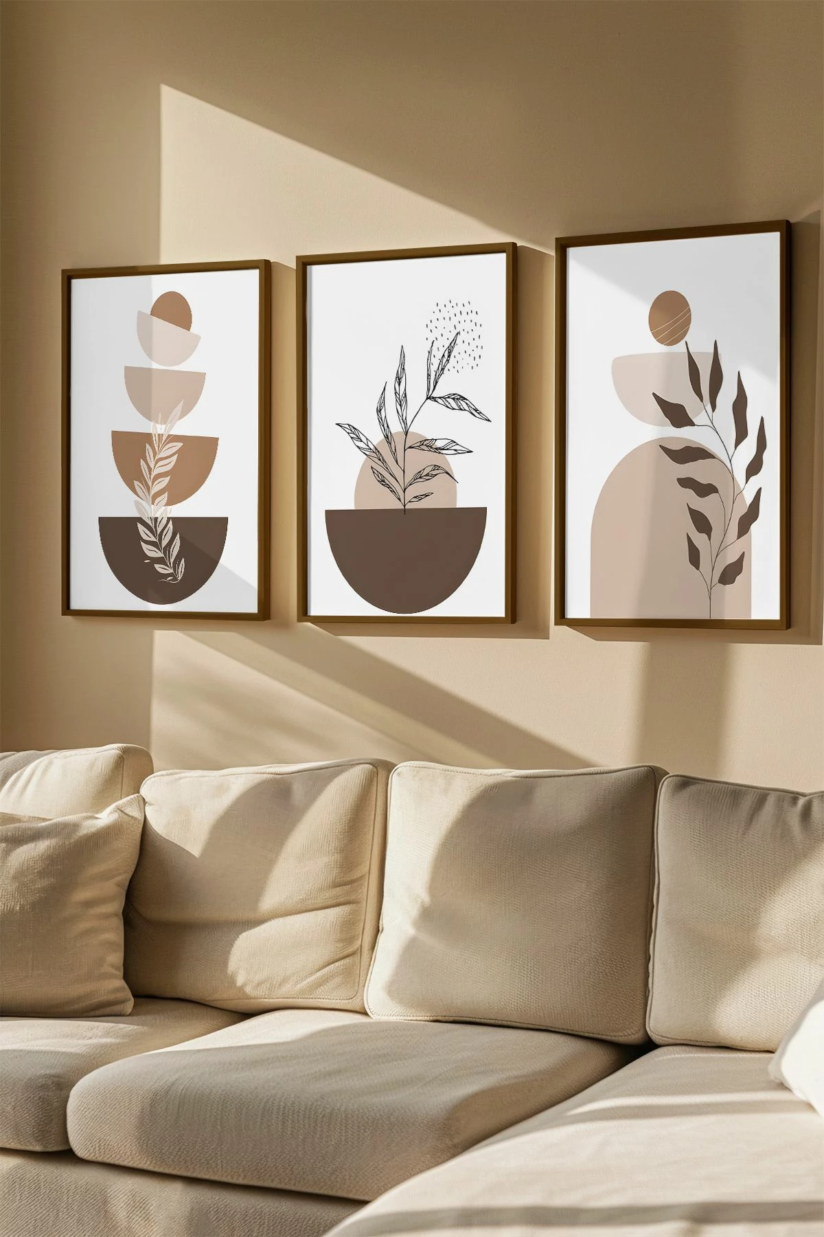 Set pikturash dekorative me kornizë, 3 copë, Wallity, Artvmodel4-Kahve