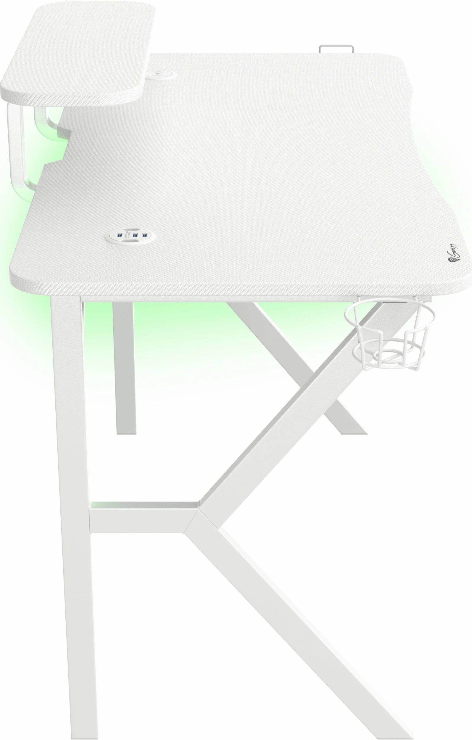 Tavolinë gaming GENESIS Holm 320 RGB 120x60 cm, e bardhë