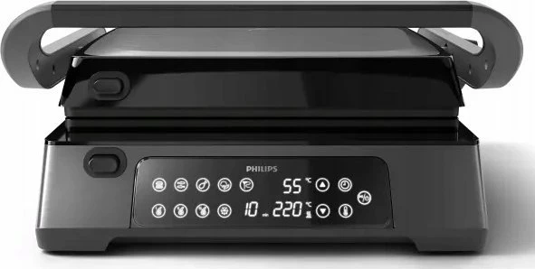 Grill elektrik Philips HD6307/70 2200W kontakt, kontroll temperature, timer, termometër, i zi