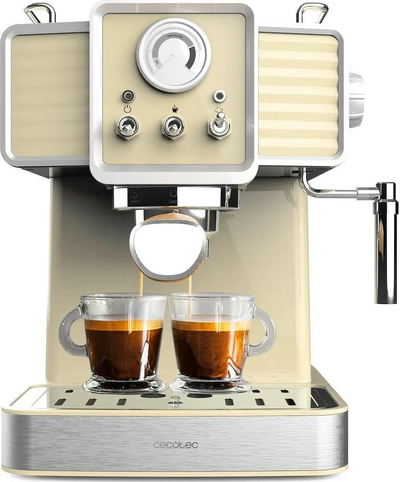 Aparat kafeje Cecotec Power Espresso 20 Tradizionale, 1L, 1350W, verdhë