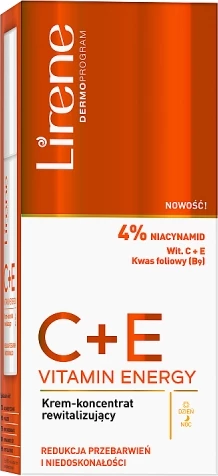 Krem për fytyrë Lirene C+E Vitamin Energy Revitalizing Day and Night Cream-Concentrate për femra 40ml