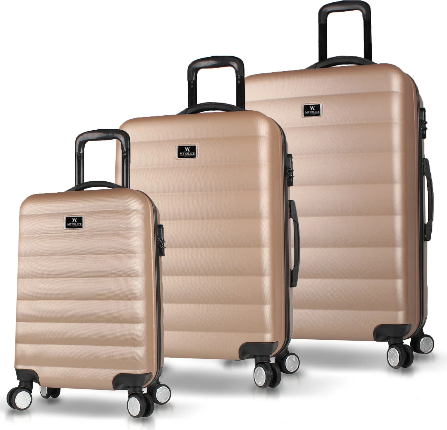 Set valixhesh (3 copë), ngjyrë ari, Zoozie Bags, 6414