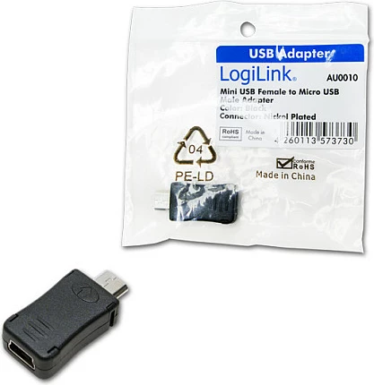 Adapter USB LogiLink, Micro USB Type B (mashkull) në USB-A (femër), i zi