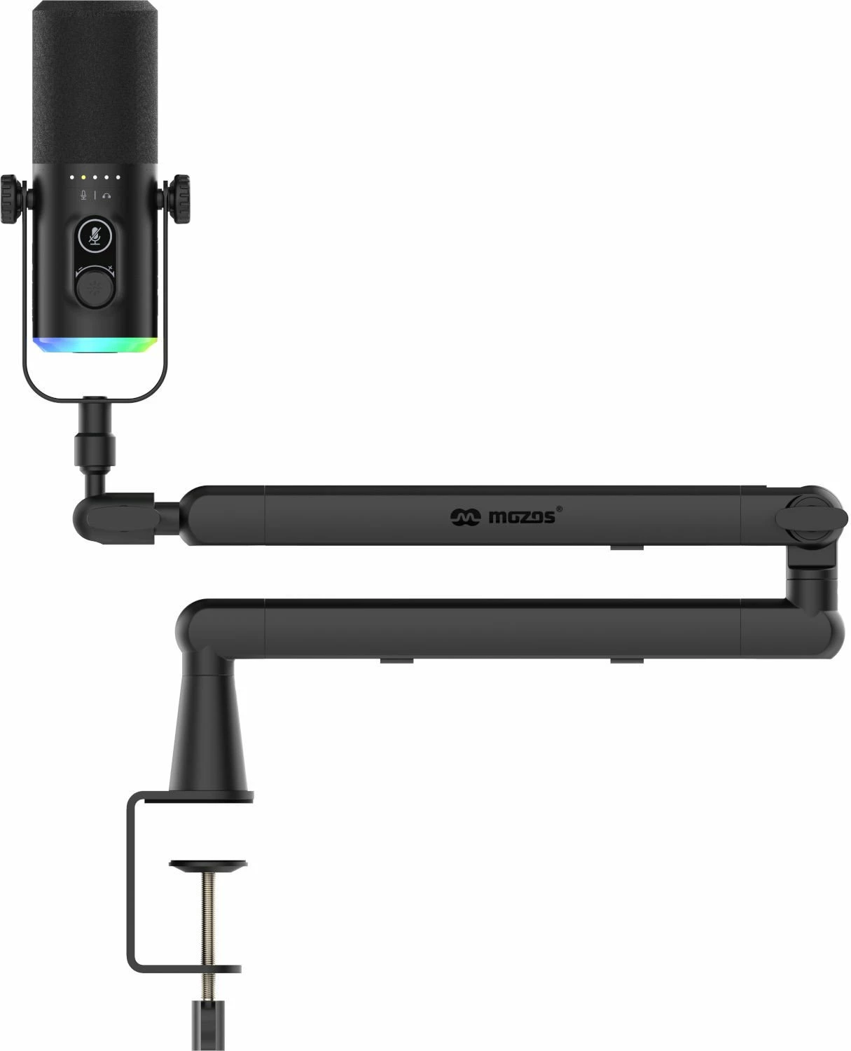 Mikrofon dinamik Mozos TAM8 v2, USB-C/XLR, kardioid, i zi, set me krah tavoline dhe kabllo