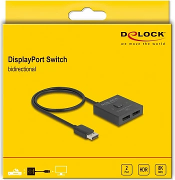 Switch DisplayPort DeLOCK 2x1 bidireksional, 8K, i zi
