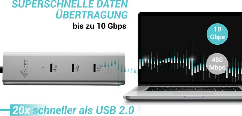 USB-C hub I-Tec D I-TEC, 5 porta, 85W, argjendtë