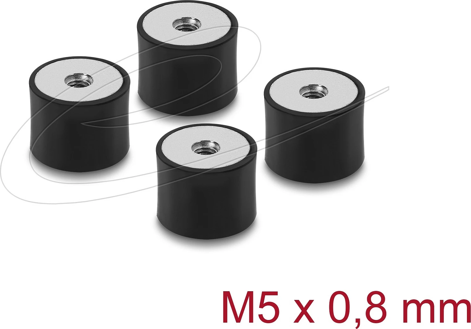 Amortizator dridhjesh DeLOCK M5 x 0,8 mm, D20 x H15, 4 copë, zi