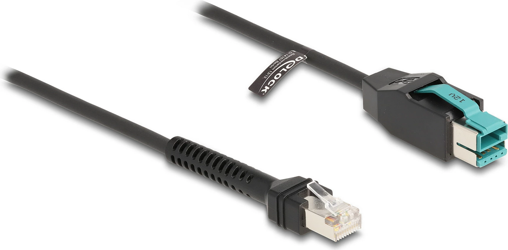 Kabllo spirale DeLOCK RJ50 në PoweredUSB 12V, 3m, e zezë