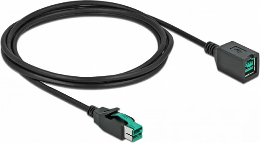 Kabllo zgjatëse PoweredUSB DeLOCK 12V 2m, mashkull-në-femër, e zezë