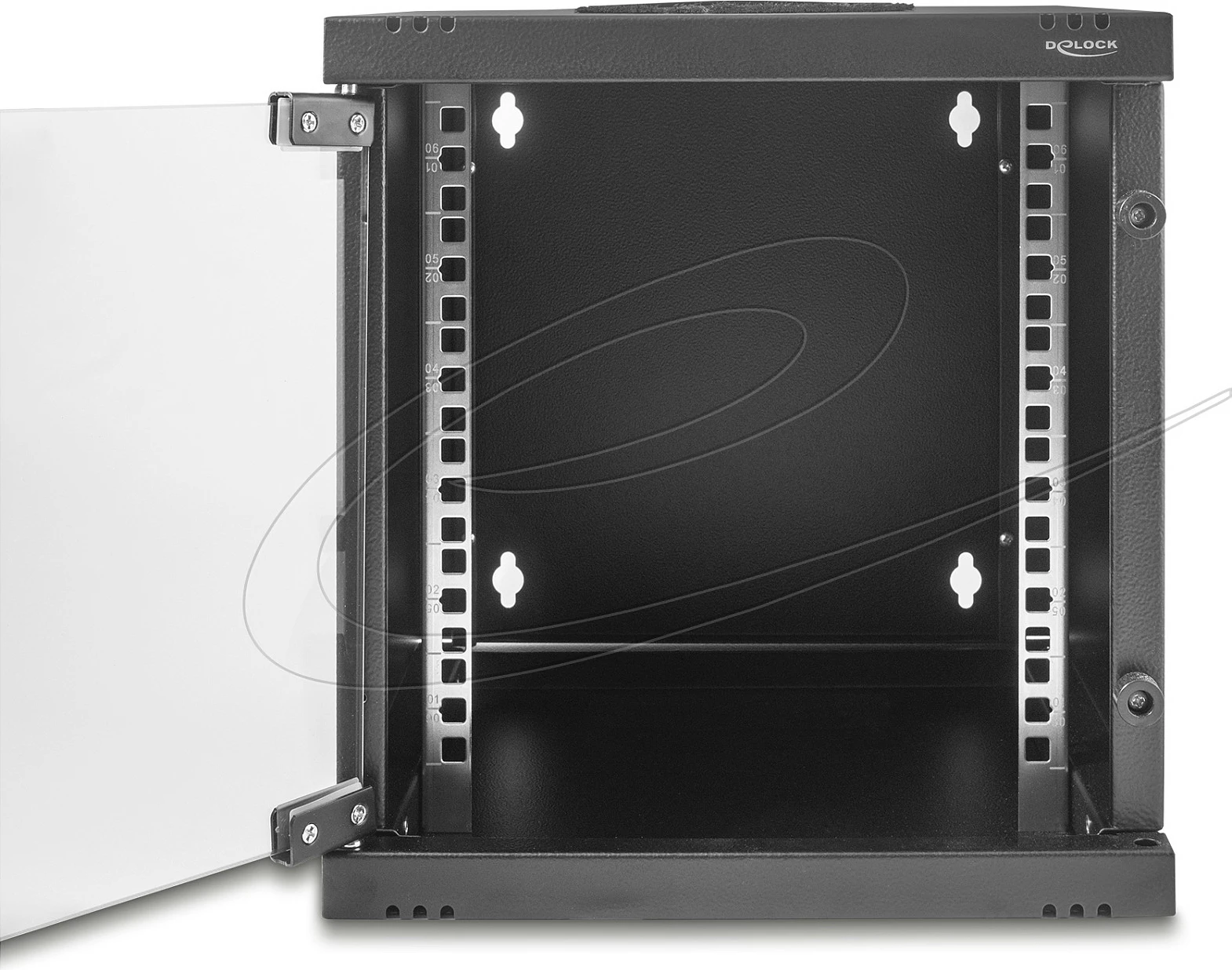 Kabinet rrjeti DeLOCK 43422, 10", 6U, montim mur/dysheme, me çelës, i zi