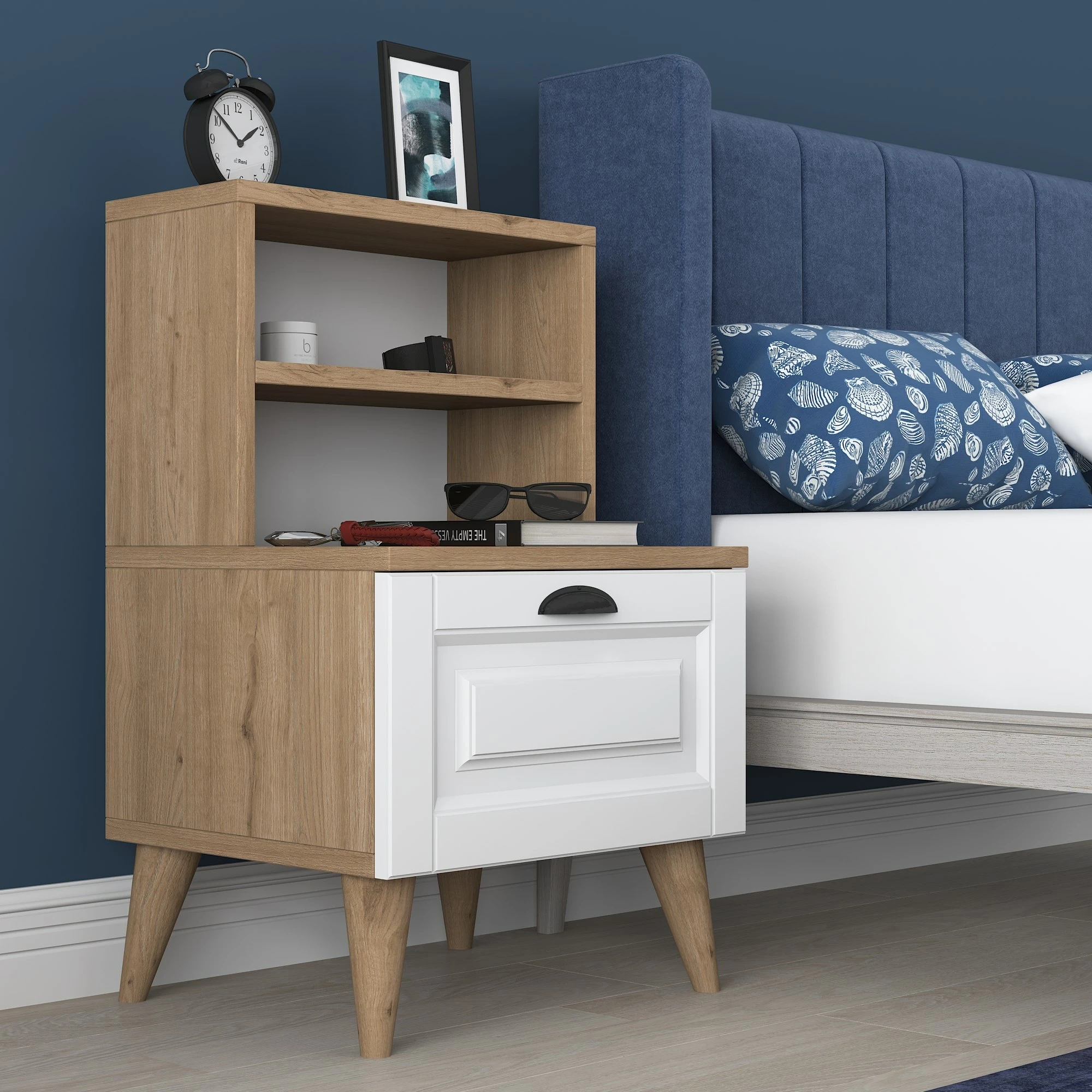 Komodin Hanah Home, BD105 - 2786, ngjyrë arre dhe e bardhë