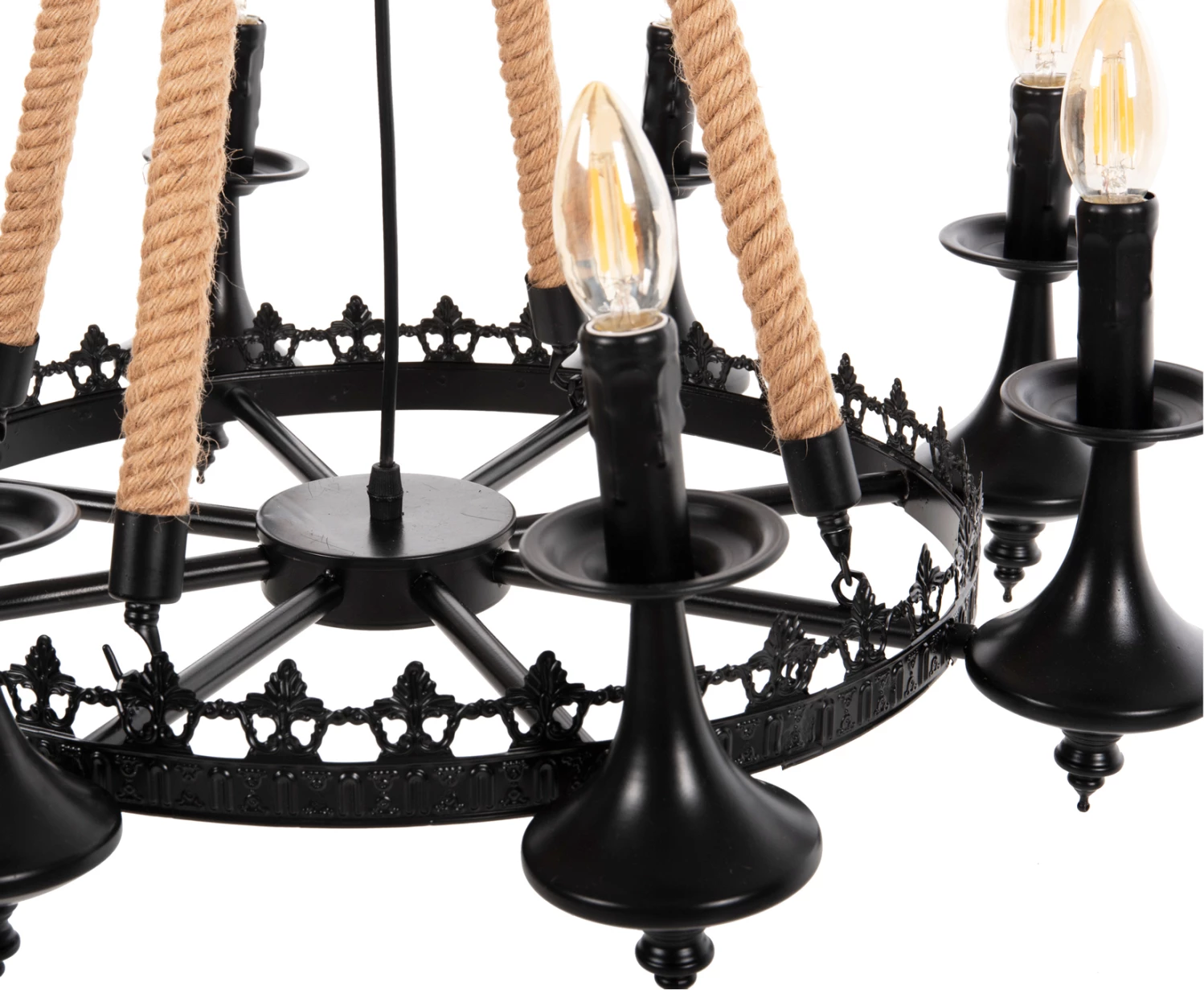 Llambë tavanore me 8 drita, FH4169, metal i zi, Φ66x131H cm