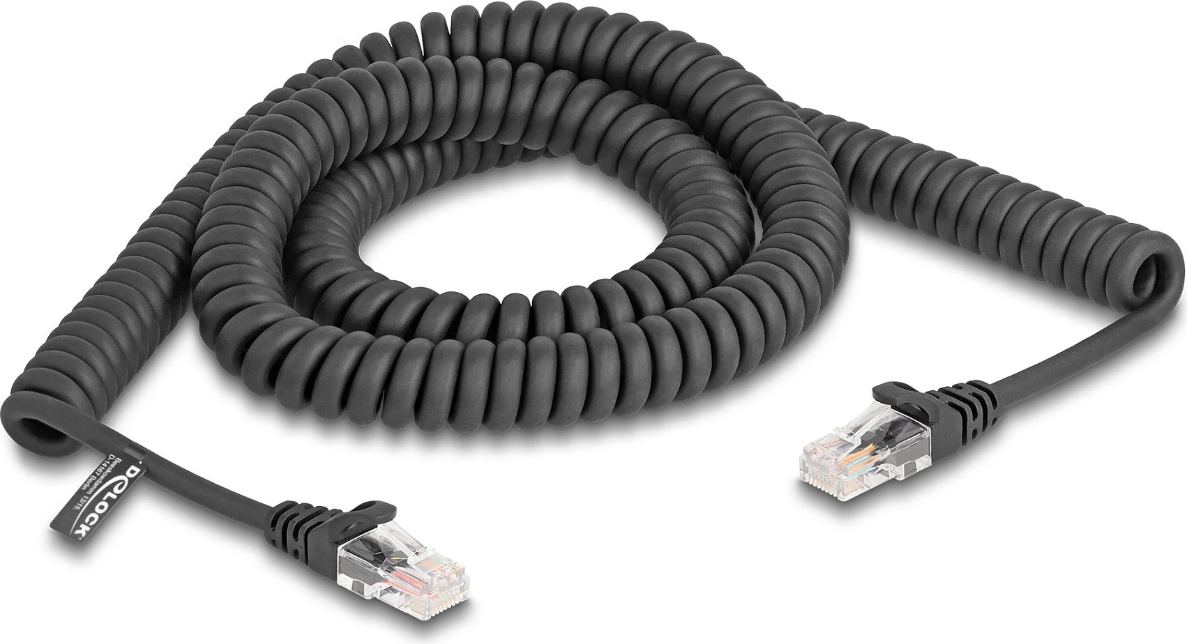 Kabllo rrjeti DeLOCK RJ45 Cat5e spirale 3 m, e zezë