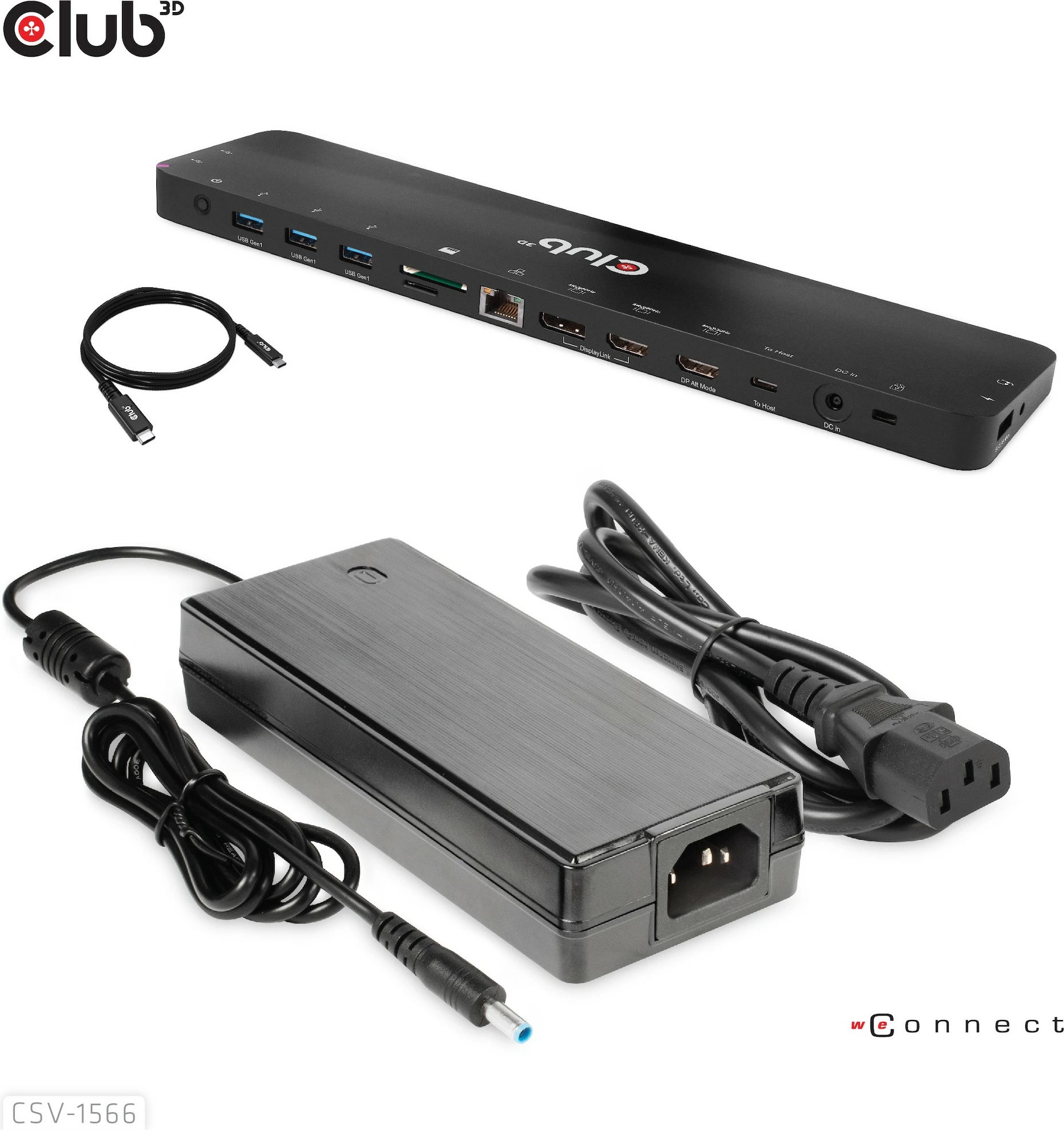 Docking station Club3D CSV-1566, 6xUSB3, 2xHDMI, DisplayPort, LAN, 120W, e zezë
