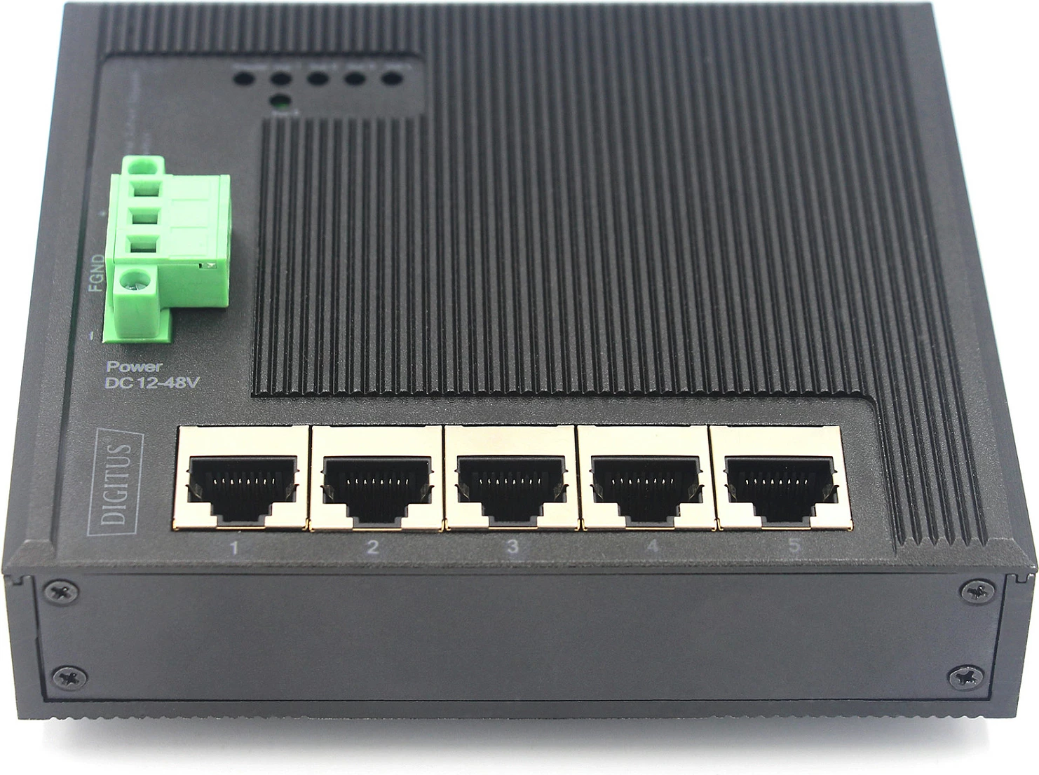 Switch Digitus Industrial Flat, 5-Port Gigabit Ethernet, DIN rail/Wall/Rack, metal, IP40