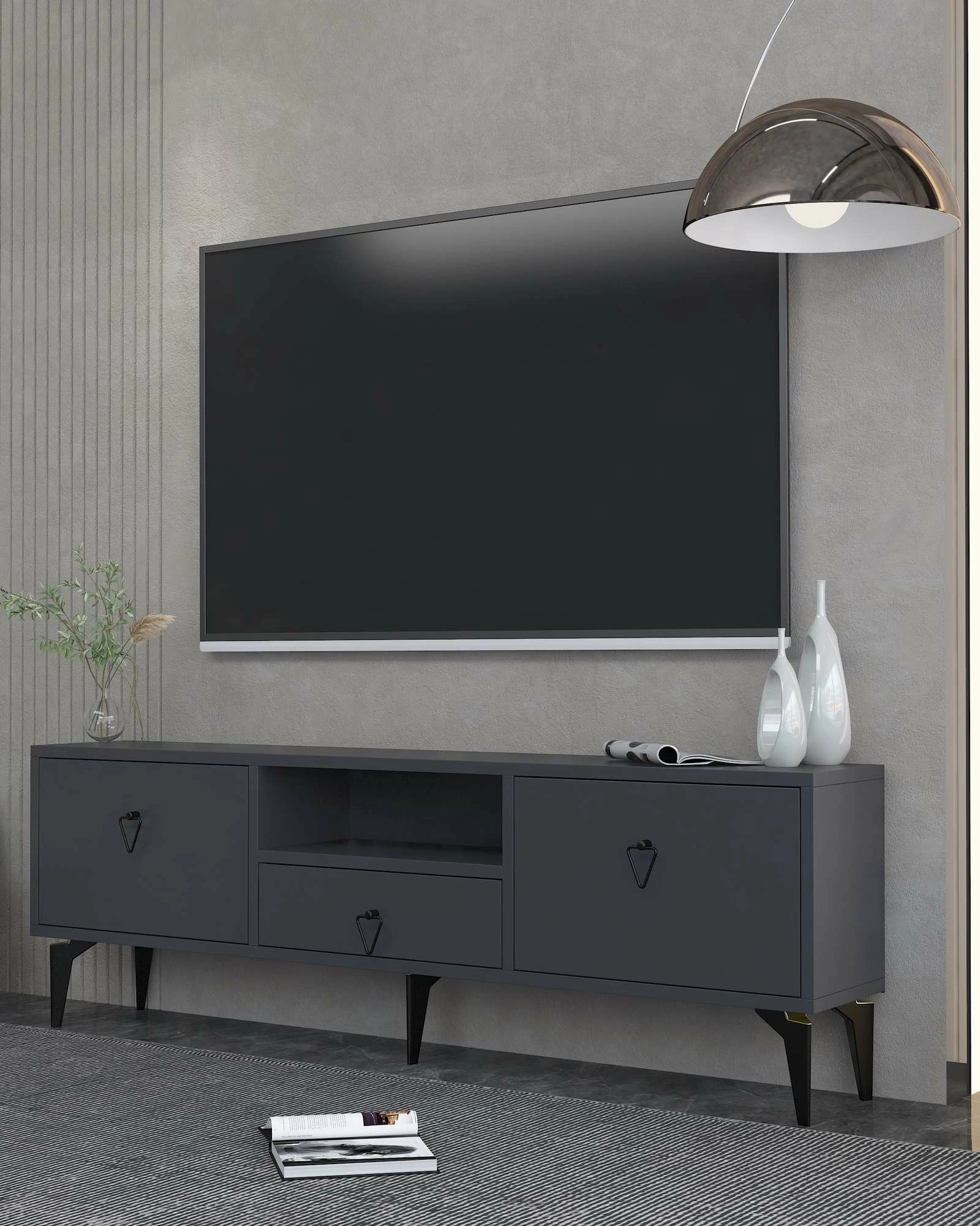 Komodë për TV Skye Decor, 1302-DROP-1, antracit, e zezë