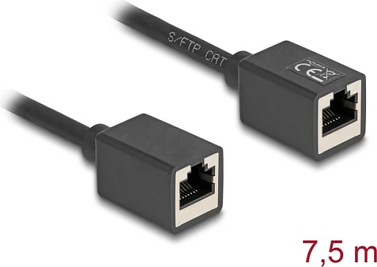 Kabllo rrjeti DeLOCK Cat6a S/FTP RJ45 femër-femër 7.5 m e zezë
