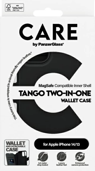 Mbështjellës PanzerGlass CARE Tango 2in1 me MagSafe për iPhone 13/14, i zi