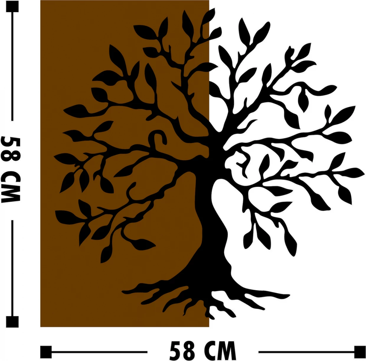 Dekor muror prej druri me pemë metalike, 58x58, FH7220