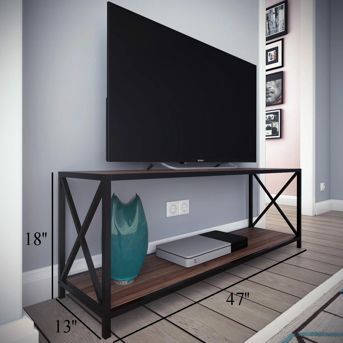 Komodë për TV Skye Decor, ngjyrë arre, e zezë