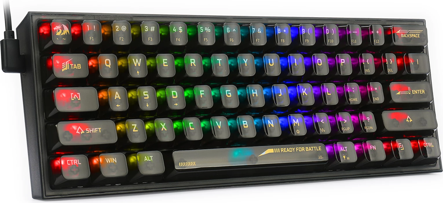 Tastierë mekanike Redragon Fizz K617CTB-RGB 60% 61 tasta USB-C RGB Blue switch, zezë transparente