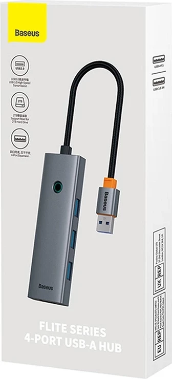 Hub USB 4-në-1, Baseus UltraJoy B0005280A813-02, 4x USB 3.0 deri 5 Gbps, space grey