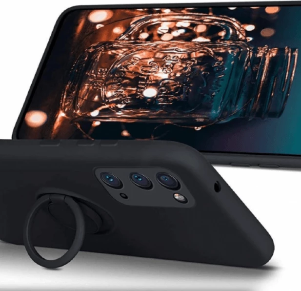 Mbështjellës ONASI 17386 Liquid Ring për Samsung Galaxy A34, silikon me unazë, mbrojtje kamere, i zi