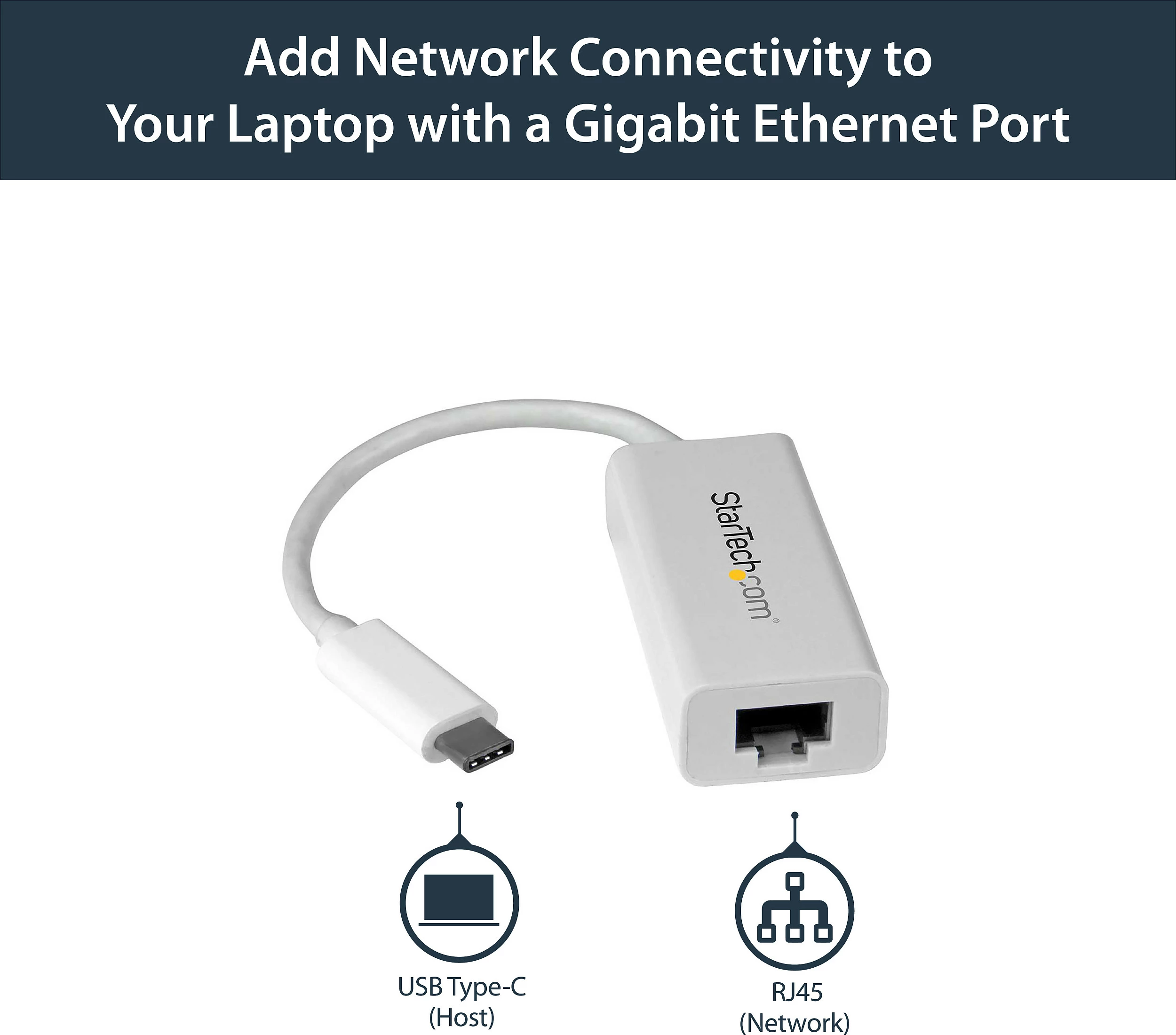 Adapter rrjeti StarTech US1GC30W USB-C në Gigabit Ethernet RJ-45, 10/100/1000, 0.145m, i bardhë