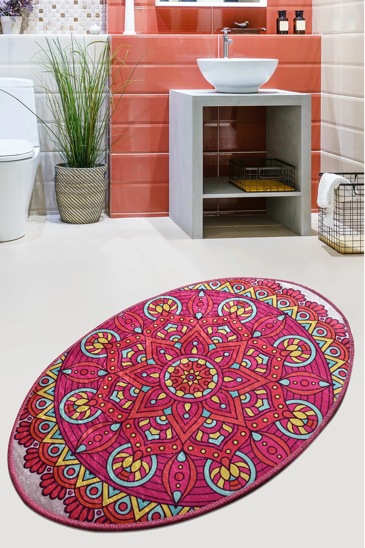Qilim oval Conceptum Hypnose, Mandala, shumëngjyrësh, 60x90cm