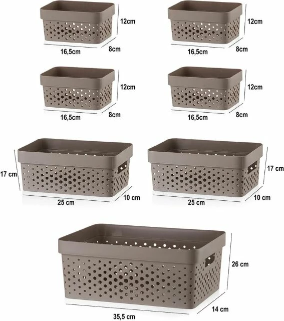 Set organizues për kuzhinë, 7 copë, Hermia, PZR-025, ngjyrë kafe