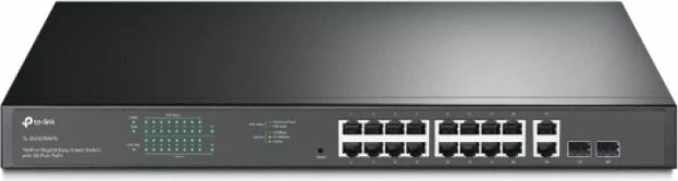 Switch TP-LINK TL-SG1218MPE 18 porta Gigabit, 16x PoE+ 250W, 2x SFP, Rack-mount, E zezë