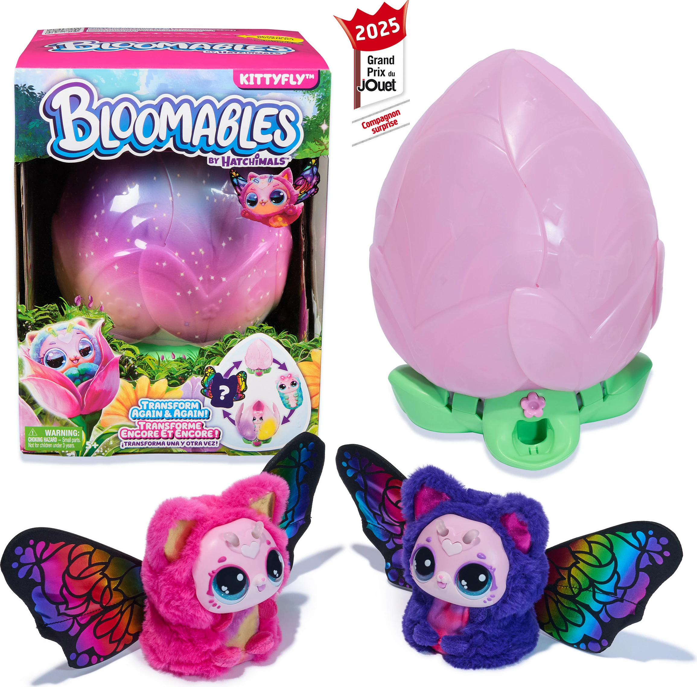 Lodër interaktive SPIN MASTER Hatchimals Bloomables Kittyfly Surprise, 100+ tinguj, transformim, 3xAA, shumëngjyrëshe