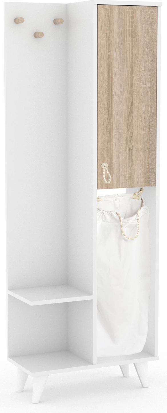 Mobilje banjoje prej melamine me shportë FH178, ngjyrë e bardhë dhe sonama, 64x30x178Y cm