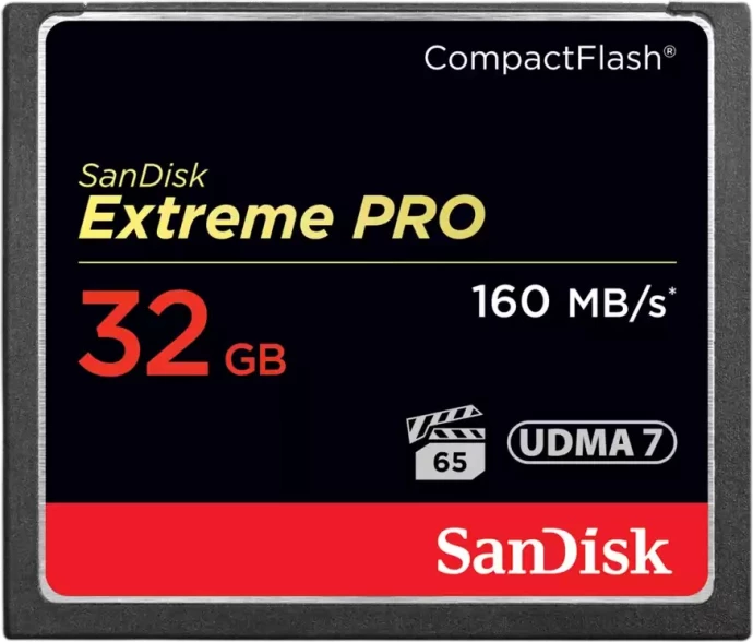 Kartë memorie CompactFlash SanDisk Extreme PRO SDCFXPS-032G-X46 32GB UDMA 7 VPG-65 160MB/s, e zezë/kuqe