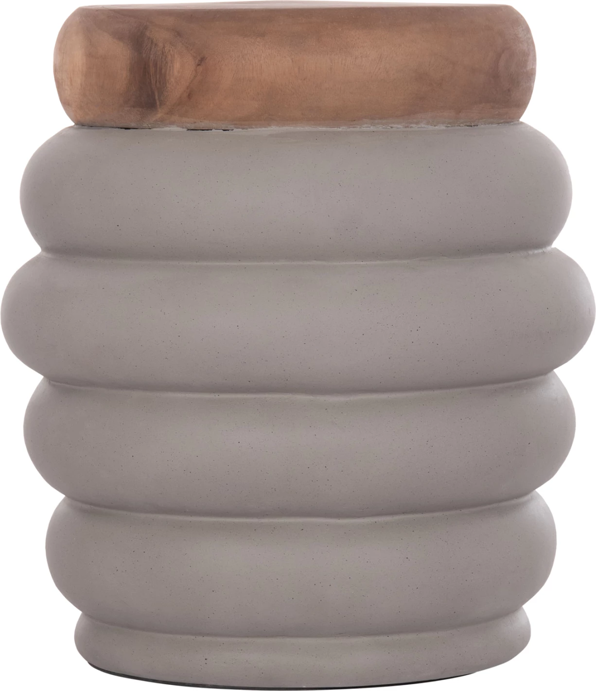 Tavolinë anësore PUFFAT, fibër-cement gri, sipërfaqe dru tik, FH18172.03, 45x46cm