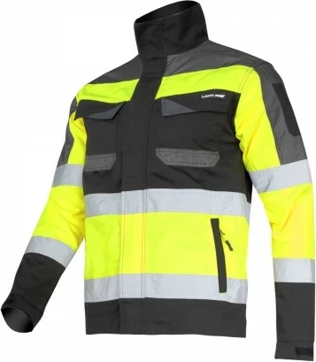 Xhaketë pune high-visibility LAHTI PRO L4041105, slim fit, 2XL, me shirita reflektues, e zezë/verdhe