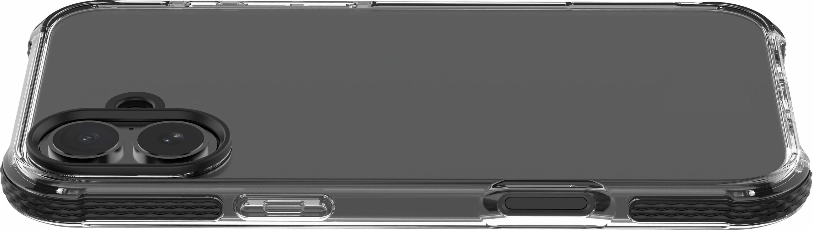 Mbështjellës Cellular Line Strong Guard për iPhone 16 Plus, transparent, i zi