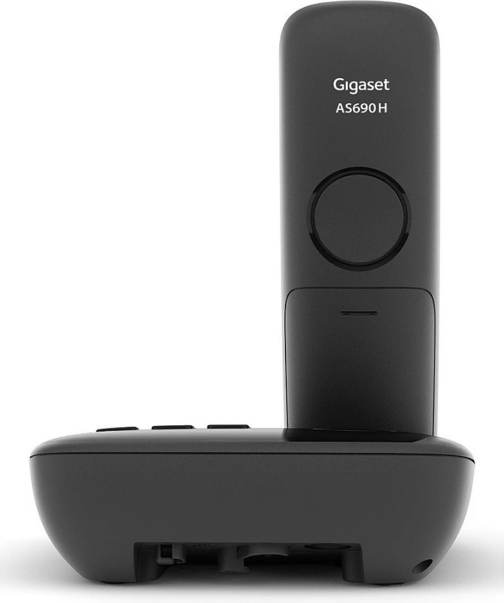 Telefon DECT pa kabllo Gigaset AS690A, sekretare digjitale 20 min, speakerphone, libër telefoni 100 kontakte, i zi