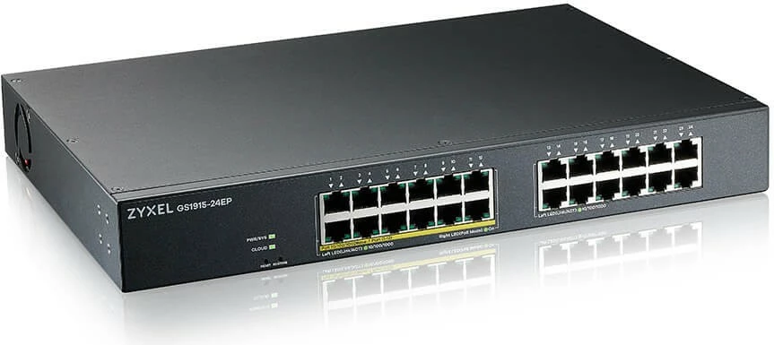 Switch i menaxhuar Zyxel GS1915-24EP, 24 porta Gigabit, 12 PoE, për rack, i zi